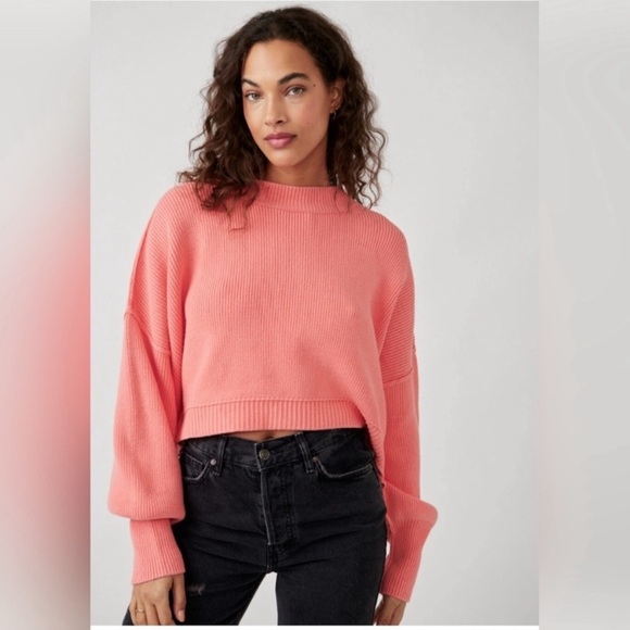 Free People Tops - NWT Free People Easy street crop pullover XL guava juice